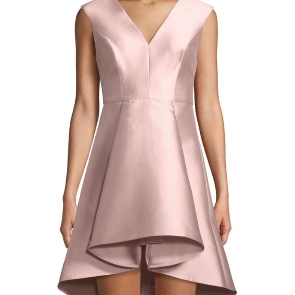 Halston Heritage blush hi low cap sleeve dress 4 NWT